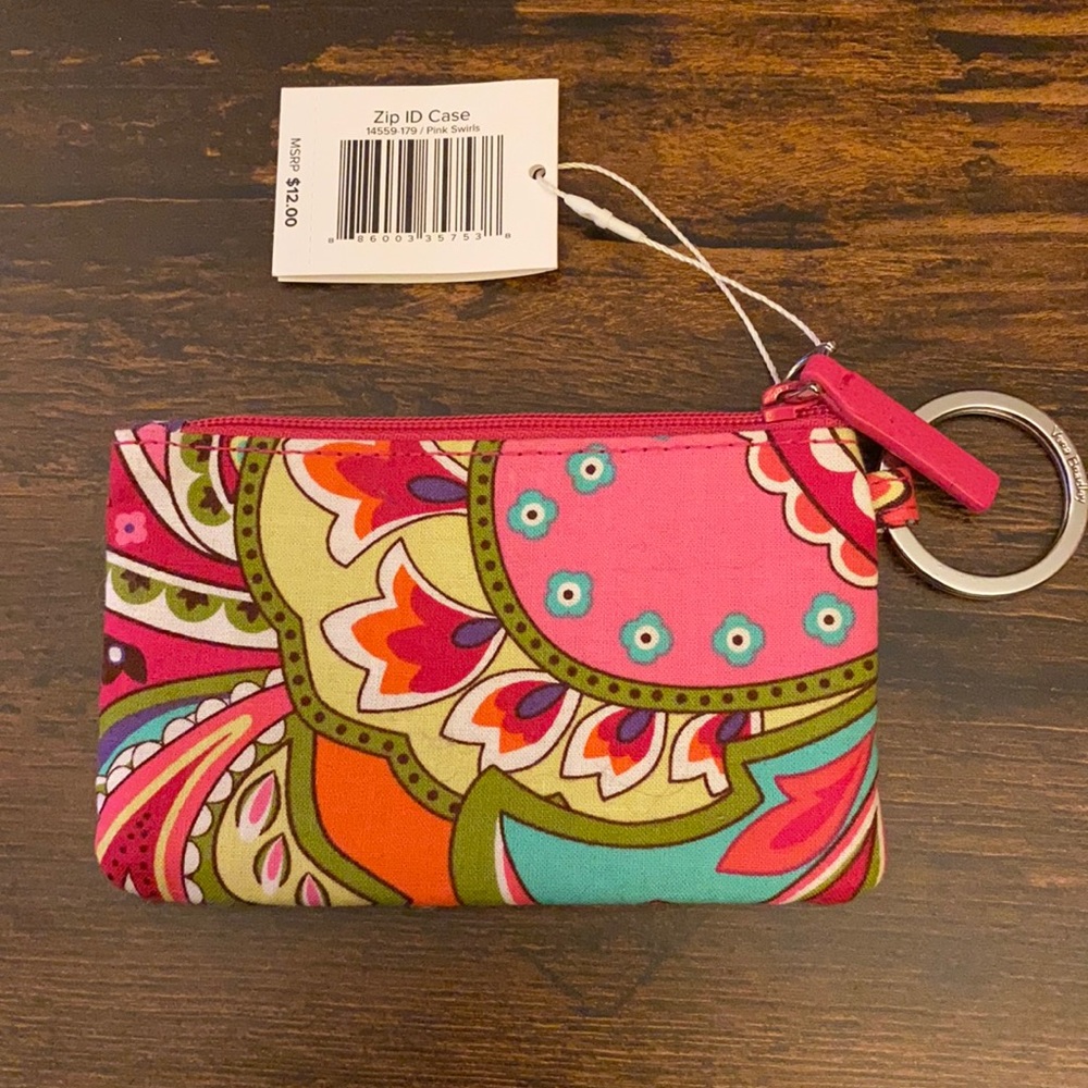 NWT Vera Bradley Zip ID Pink Swirls